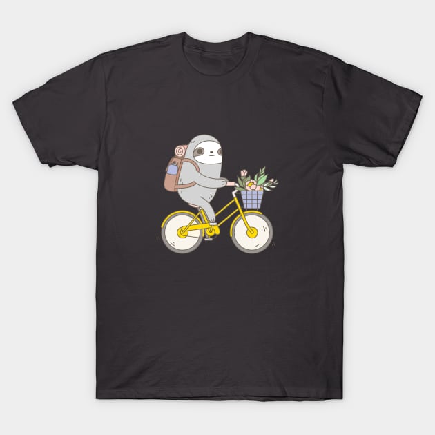 Biking Sloth T-Shirt by Noristudio